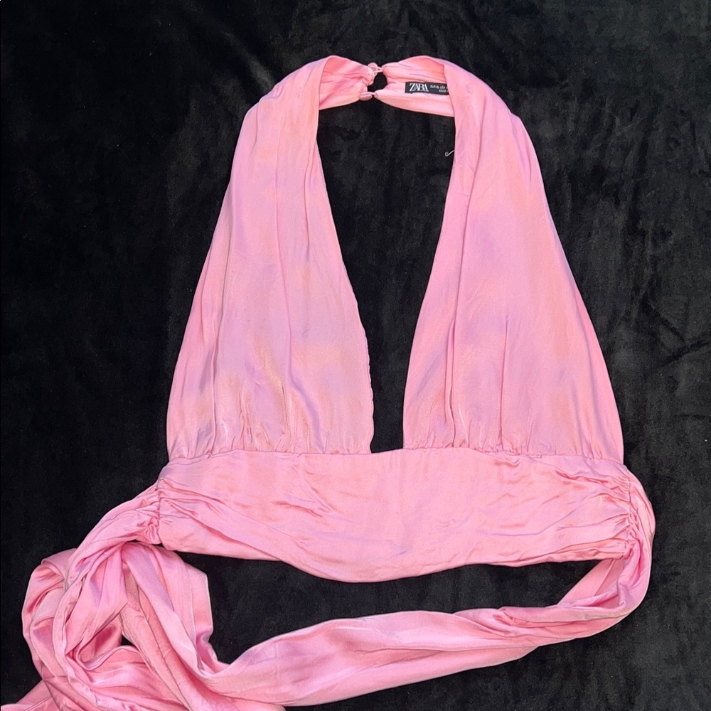 Zara Soft Pink Halter Wrap Top